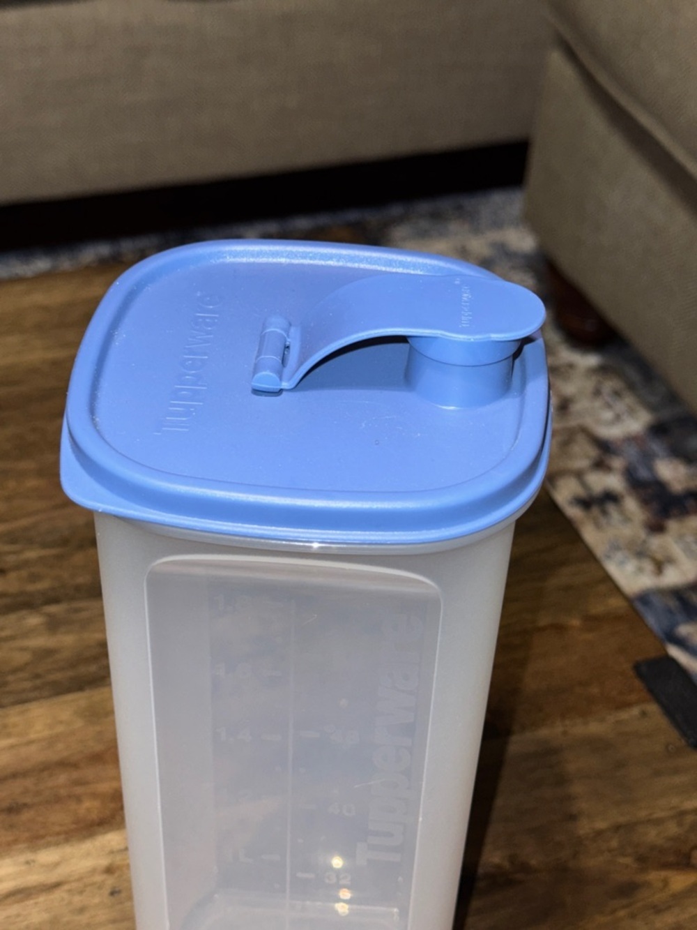 TUPPERWARE Tall Plastic Storage Container with Blue Flip Lid - Picture 2 of 5